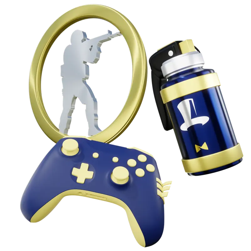 3D-Illustration eines Gaming-Controllers im Markendesign von FortuneJack, Symbolbild für eSports-Wetten